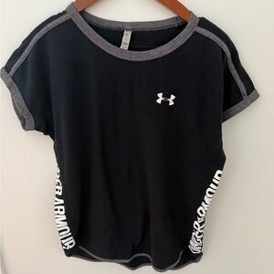Under Armour Women's Black and Gray Short Sleeve Tee Shirt Heat Gear Top Size S